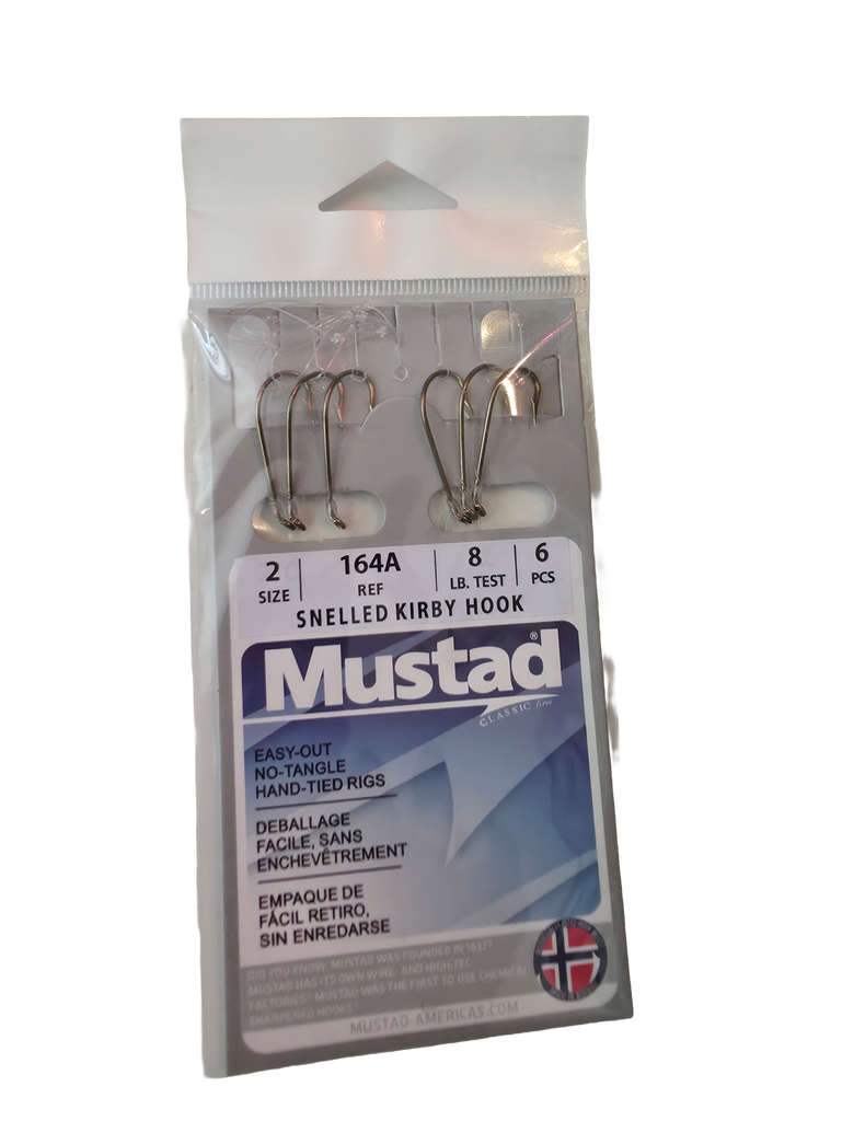 Mustad Snelled Kirby Hook Size 2 - 8 lbs Test