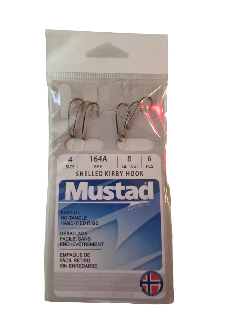 Mustad Snelled Kirby Hook Size 4 - 8 lbs Test