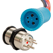 Bluewater 22mm Push Button Switch - OFF/ON/ON Nav/Anc Contact - Blue/Green/Red LED - 1' Lead [9059-3114-1]